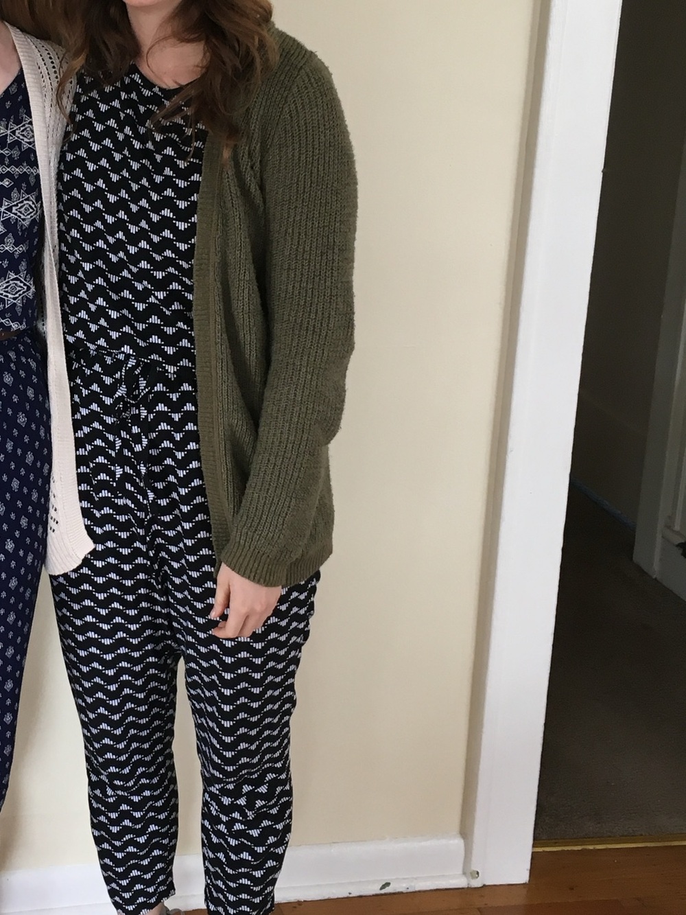 Old Navy Black and White Patterned Sleeveless Jumpsuit